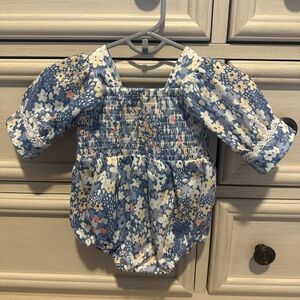 Floral Baby Romper with Puff Sleeves